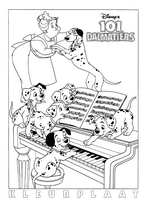 coloring page Puppies on the piano