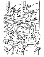 coloring page Puppies in the stable