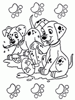 coloring page Puppies with dirty paws