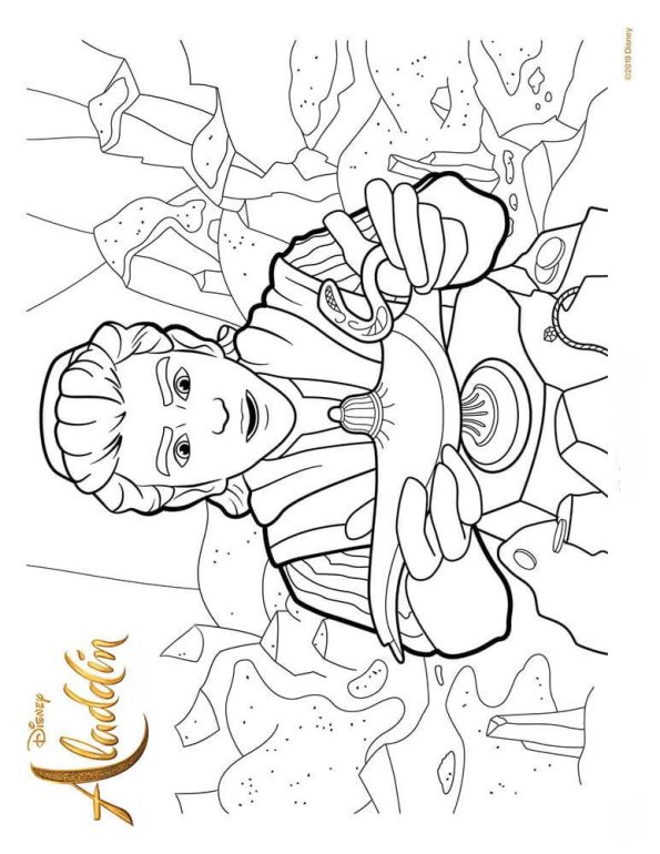 Kids n fun.com   Coloring page Aladdin 2019 Lamp