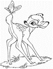 coloring page Bambi with a butterfly
