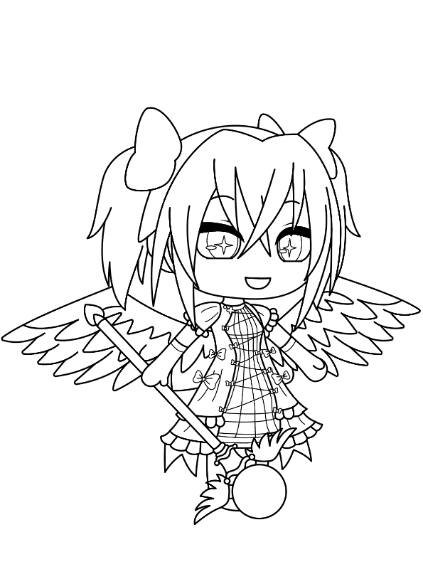 Coloring page Gacha life Anime Angel Girl