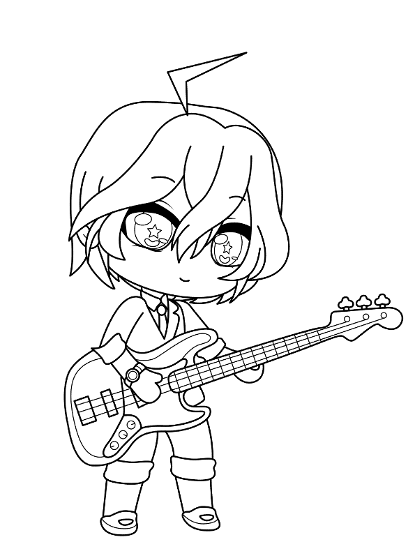 Coloring page Gacha life Anime Boy Guitar