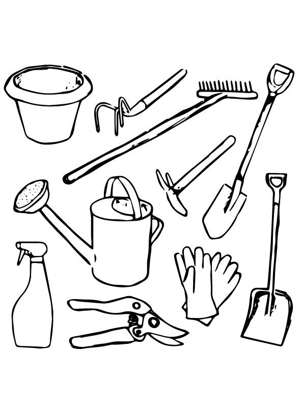 Kids n fun Coloring Page Tools Garden Tools
