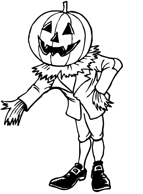 coloring halloween fun pumpkin scarecrow man pumpkins clipart