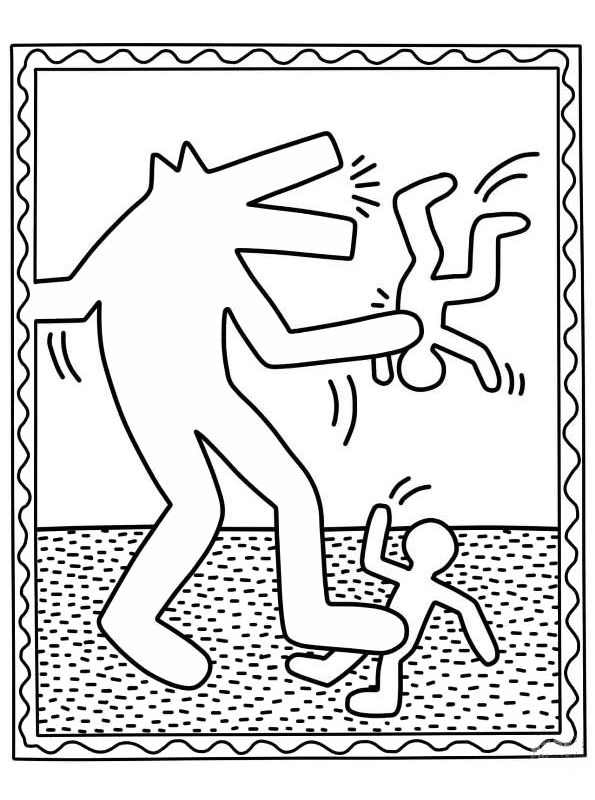 Kids-n-fun.com | Coloring page Keith Haring werewolf attacks