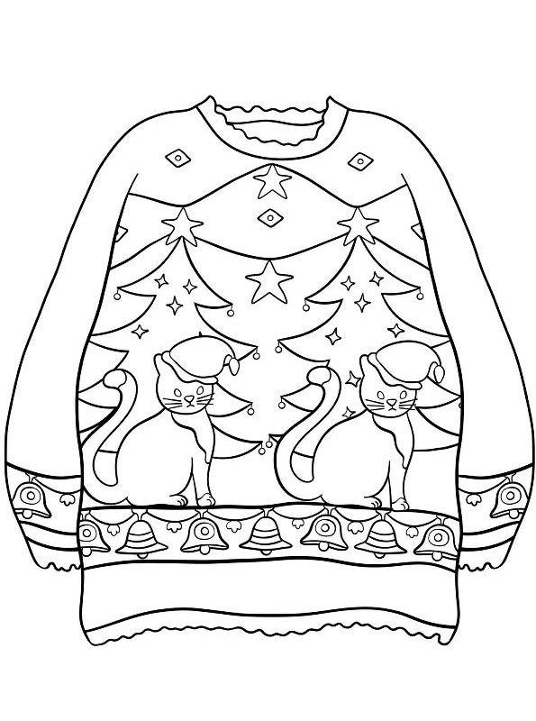 14 coloring pages of Christmas ugly sweaters