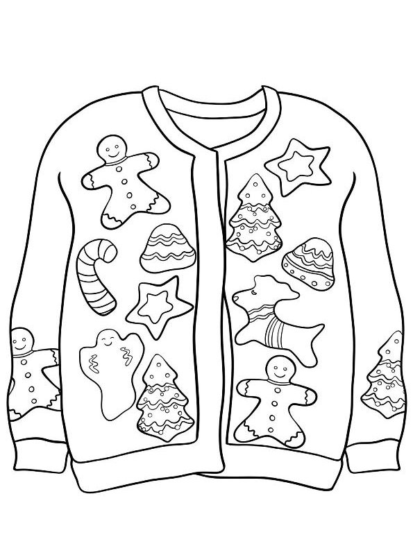 14 coloring pages of Christmas ugly sweaters