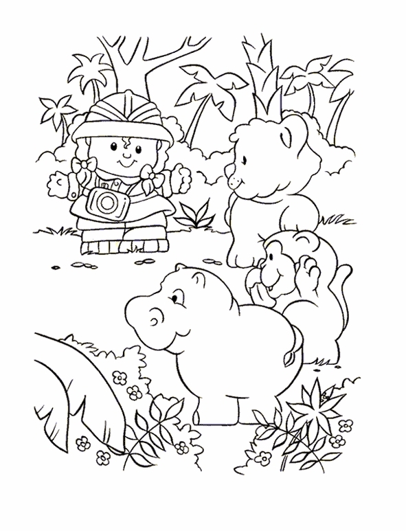 Animal Little People Coloring Pages for Kids