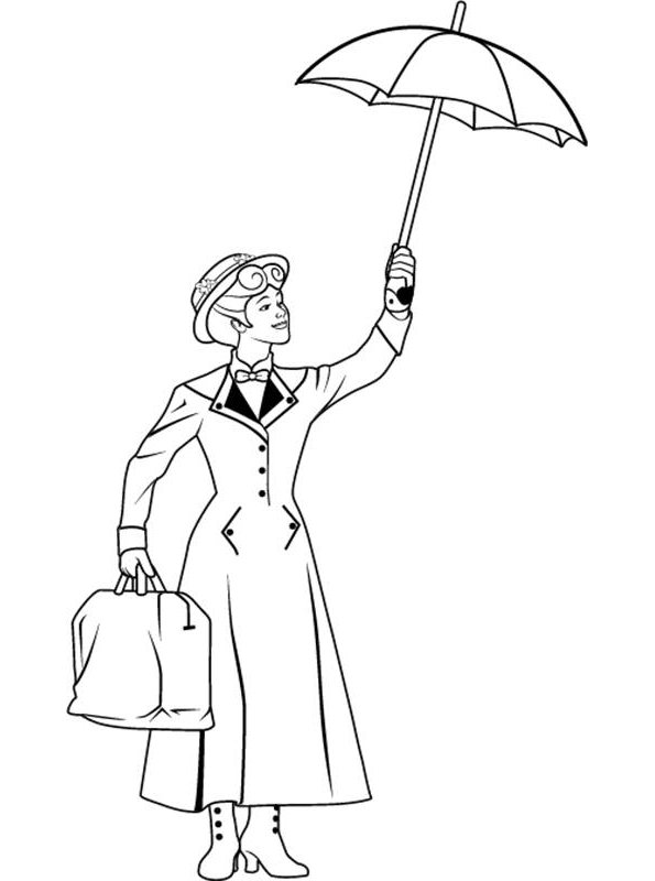 | Coloring page mary umbrella