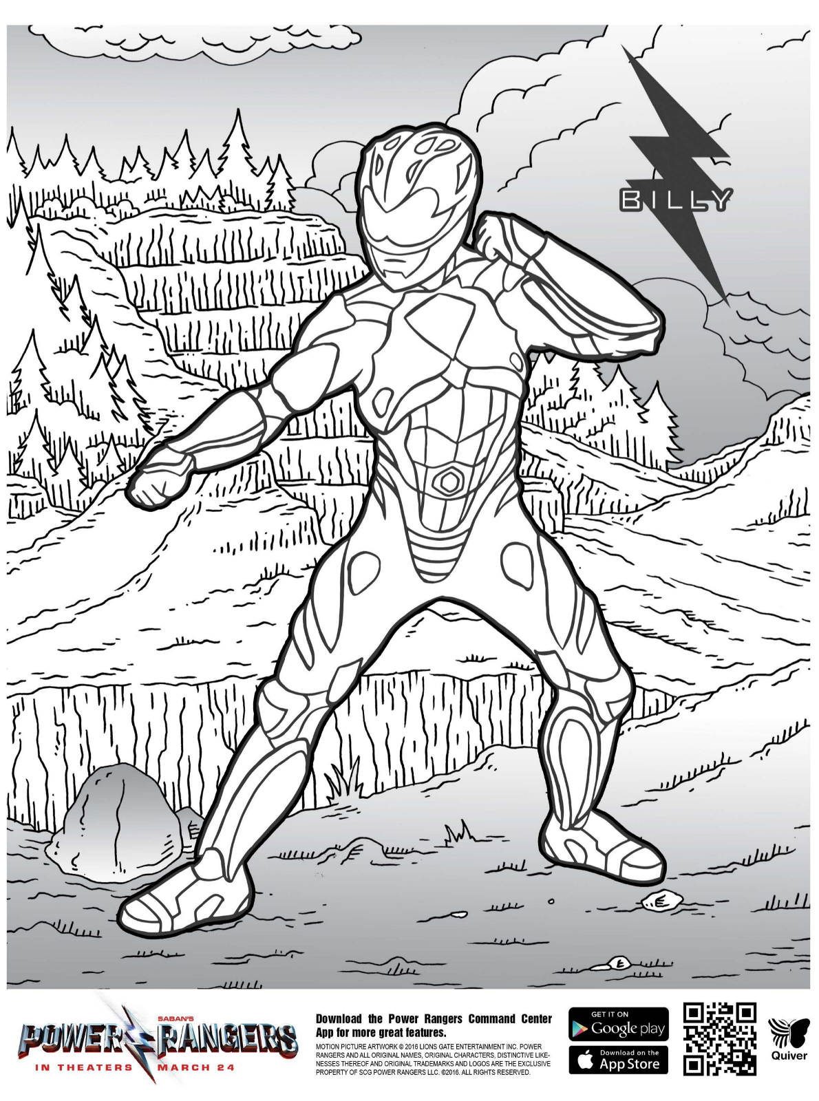 power rangers coloring billy quiver fun