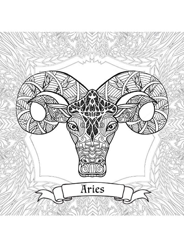 Kids-n-fun.com | Coloring page Zodiac signs for adults Aries