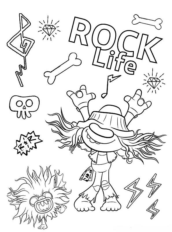 Kids-n-fun.com | Coloring page Trolls World Tour Hard Rock Trolls
