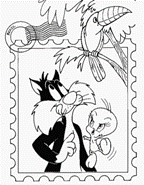 coloring page Tweety and Sylvester