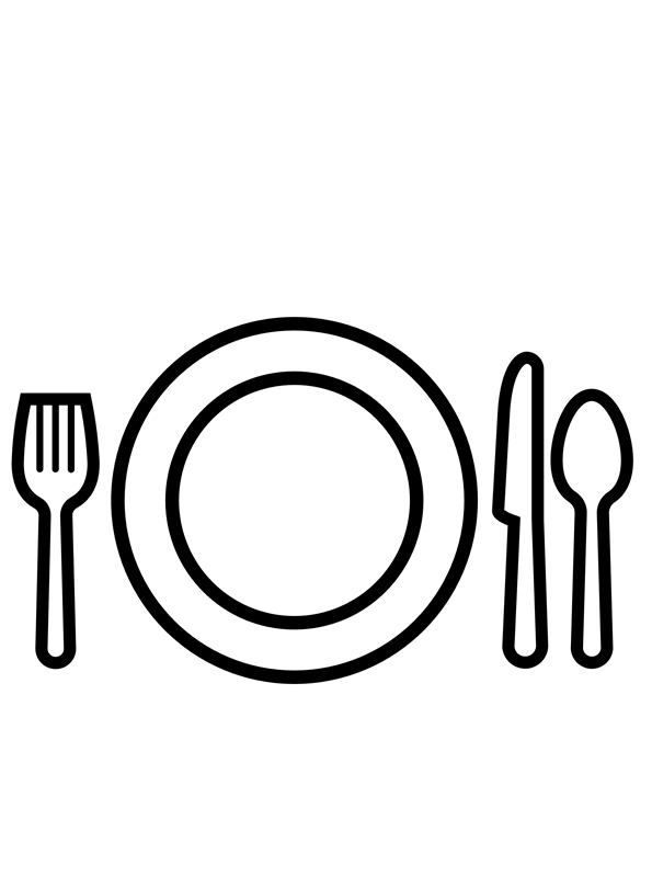 Coloring page Shapes of Food plate and cutlery