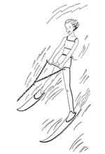 coloring page Waterskiën