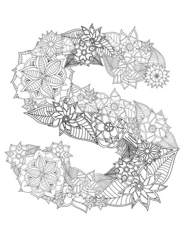 Kids n fun Coloring Page Alphabet Flowers Difficult S