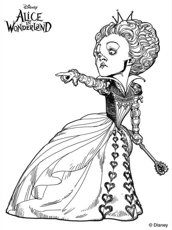 Kids-n-fun.com | Coloring page Alice in Wonderland (Tim Burton) red queen