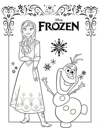 Disney Frozen Coloring Book Pages Princess Anna and Olaf 