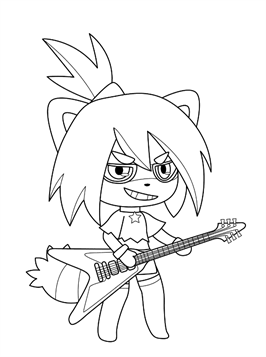 Coloring page Gacha life Anime Boy Guitar