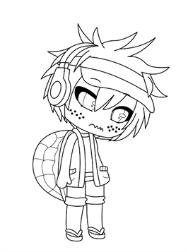 Coloring page Gacha life Turquoise Boy