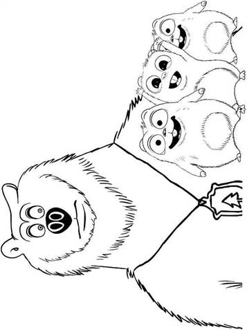 Grizzy watching Lemmings - Coloring Pages for kids