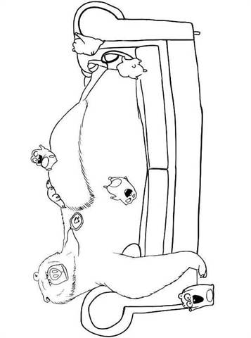 Grizzy watching Lemmings - Coloring Pages for kids