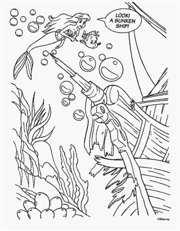 ariel and flounder the little mermaid coloring pages