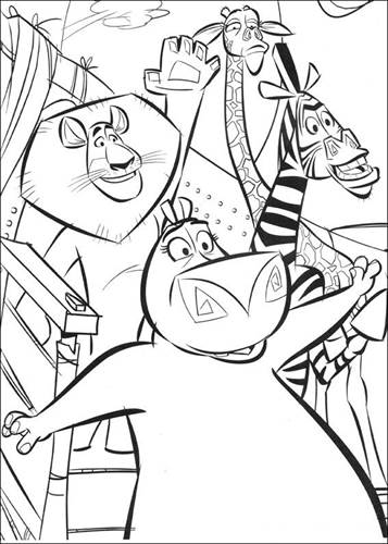 Madagascar 2 Coloring Book Escape 2 Africa Gloria and Moto Moto coloring  pages 