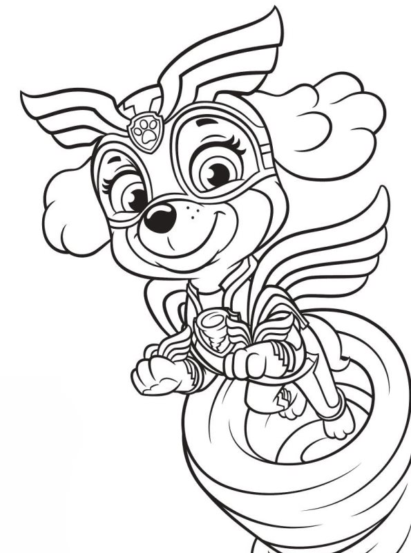 Coloring Page Paw Patrol Mighty Pups Flying Skye | vlr.eng.br