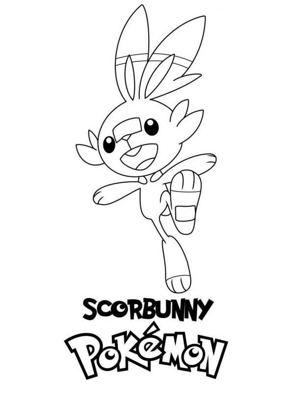 Kids-n-fun.com | Coloring page Pokemon Sword and Shield Scorbunny