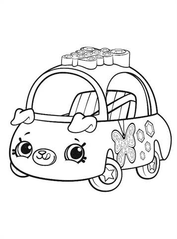 10 coloring pages of Shopkins Cutie Cars