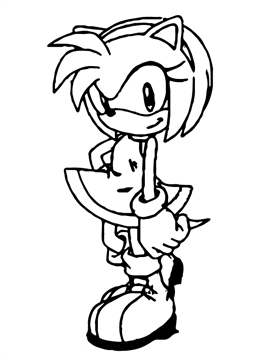 Desenhos de colorir do Sonic clássico grátis para imprimir - com Sonic e Amy