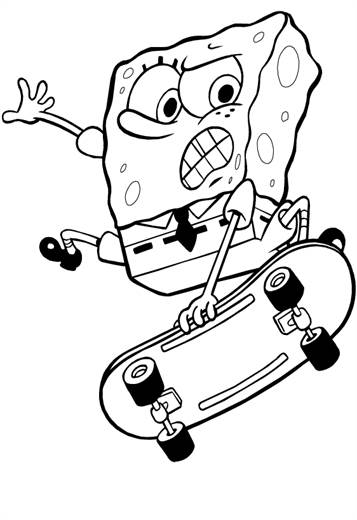 Spongebob Squarepants Black and White Kids Coloring Page 3