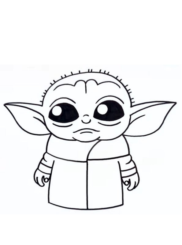 Download Kids-n-fun.com | Coloring page Star Wars Mandalorian baby yoda 2