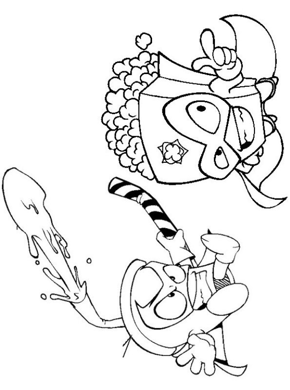 Kids-n-fun.com | Coloring page Superzings Pop Corn vs Sugar Rush