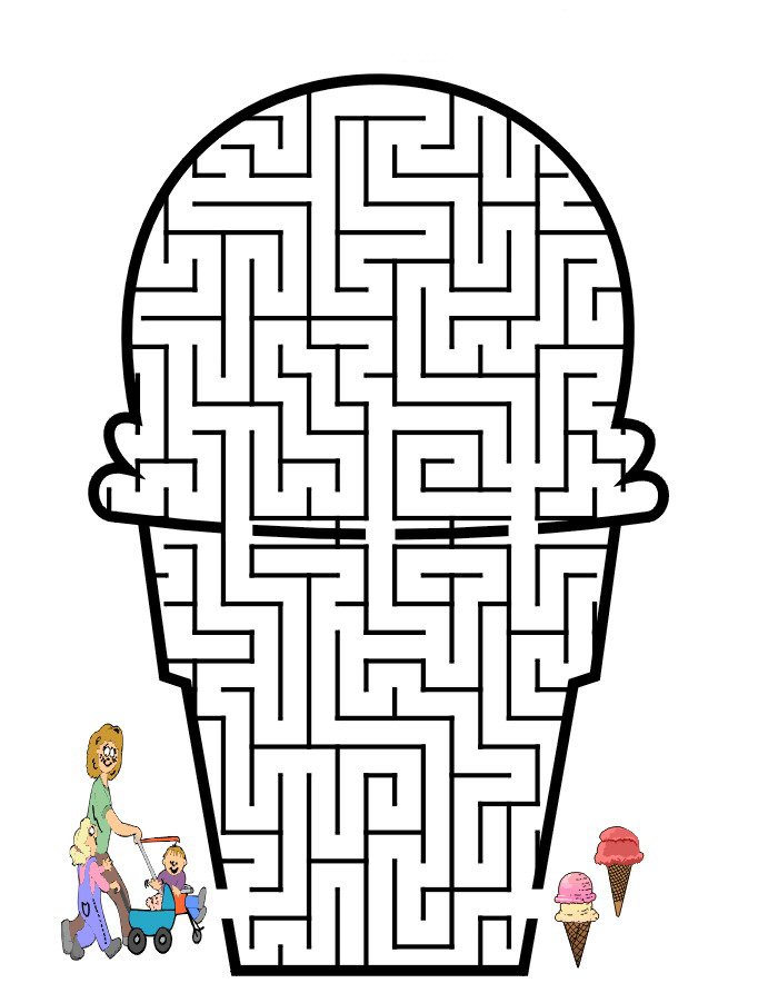Kids n fun Puzzels Maze Maze Summer Icecream
